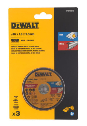 DT20592 DEWALT Tarcza Do cięcia metalu do DCS438 76x1.6mm 3szt