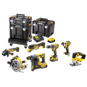 DEWALT DCK685P3T 18V XR Zestaw combo DCD796, DCF887, DCH273, DCG405, DCS570, DCS355, 3x5Ah, ładowarka, 3 x TSTAK, wózek TSTAK