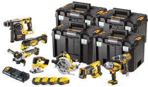 DEWALT DCK865P4T 18V XR Zestaw combo DCD796, DCF899H, DCS367, DCH273, DCS334, DCG405, DCS355, DCS570, 4x5Ah, ładowarka DCB132, 4 x TSTAK