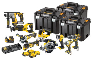 DCK1012P4T DEWALT Zestaw Combo DCD796 DCF887 DCS565 DCS382 DCS356 DCS334 DCH172 DCG405 DCE088NG18 DCL040 DCB132 4 X DCB184 3 x TSTAK