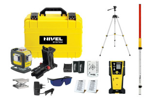 Nivel System CL4D-P LASER KRZYŻOWY FIOLETOWY 4x360 Zestaw ze statywem SJJ-M1 EX i odbiornikiem CLS-5 + Łata LS-24
