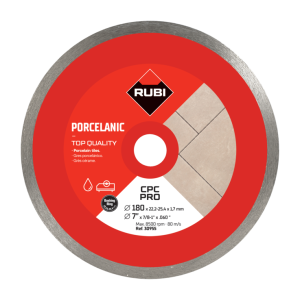 RUBI Tarcza Diamentowa do gresu porcelanowego, obrzeże ciągłe CPC 180mm SUPERPRO średnica wewnętrzna 22,2 - 25,4mm, grubość 1,7mm