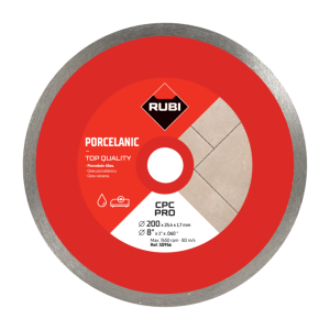 RUBI Tarcza Diamentowa do gresu porcelanowego, obrzeże ciągłe CPC 200mm SUPERPRO średnica wewnętrzna 25,4mm, grubość 1,7mm