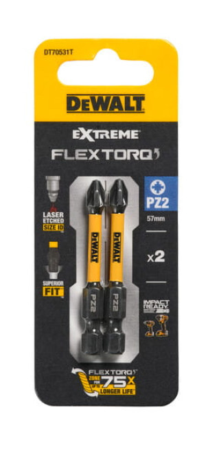 DT70531T DEWALT Bity udarowe Udarowa końcówka wkręt Torsion 2 x Pz2