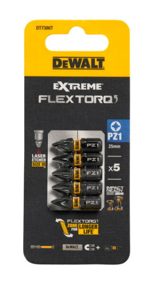 DT7386T DEWALT Bity udarowe Pz1x25 mm Torsion (5szt)