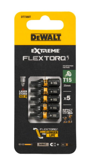 DT7380T DEWALT Bity udarowe T15x25 mm Torsion (5szt)