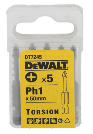 DT7245 DEWALT BITY Extra Grip 50mm PH 1 - 5szt