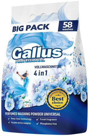 Gallus Professional Universal 3,2 kg – proszek do prania uniwersalny, 58 prań, skuteczność i świeżość