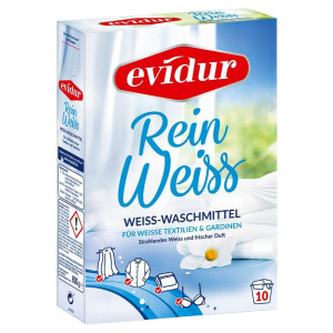 Evidur Rein Weiss 600 g – Niemiecki proszek do prania białych tkanin, firan, skuteczne wybielanie i ochrona