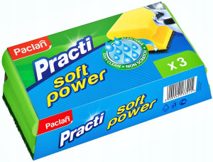Paclan Soft Power 3 sztuki gąbki do naczyń zmywaki kuchenne