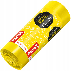 Paclan worki do segregacji śmieci żółte 60l 20szt metal/plastik