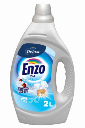 Deluxe Enzo White 2L – płyn do prania bieli, 50 prań, ochrona jasnych tkanin, skuteczne usuwanie plam