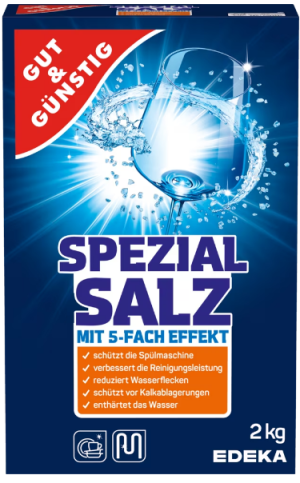 Gut & Gunstig Spezial Salz 2 kg – niemiecka sól do zmywarki, skuteczna ochrona i przedłużenie żywotności urządzenia