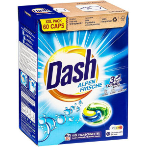 Dash Alpen Frische Caps 60 sztuk – niemieckie kapsułki do prania z zapachem świeżości Alpejskiej