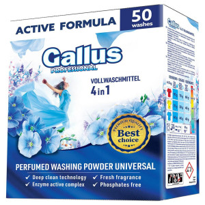 Gallus Professional Universal 2,5 kg – proszek do prania uniwersalny, 50 prań, skuteczny od 30°C, do białego i kolorowego