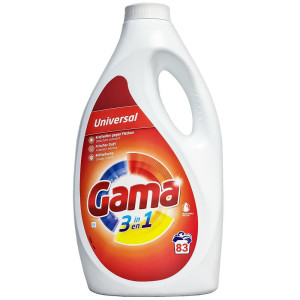 Gama Universal 3,735L – niemiecki żel do prania 83 prań, uniwersalna formuła do tkanin białych i kolorowych