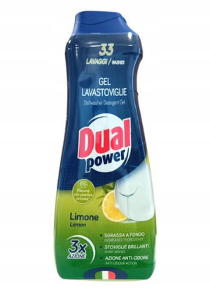 Dual Power Lemon 660 ml – włoski żel do zmywarki, cytrynowa świeżość i skuteczne czyszczenie (33 cykle)