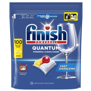 Finish Quantum Lemon 100 szt. – tabletki do zmywarki, skuteczność 3w1 i cytrynowa świeżość