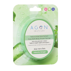 Agon Shower Sponge Aloe Vera 125g gąbka kąpielowa do ciała nasączona mydłem