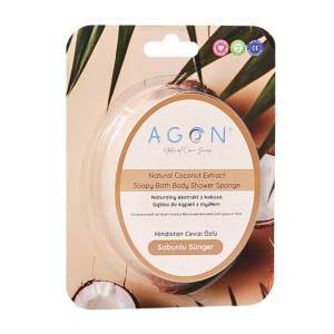 Agon Shower Sponge Coconut 125g gąbka kąpielowa do ciała nasączona mydłem