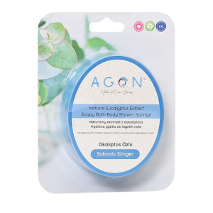 Agon Shower Sponge Eucalyptus 125g gąbka kąpielowa do ciała nasączona mydłem