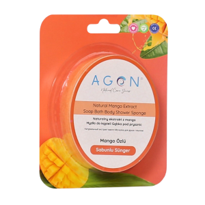 Agon Shower Sponge Mango 125g gąbka kąpielowa do ciała nasączona mydłem