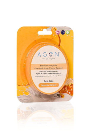 Agon Shower Sponge Honey Milk 125g gąbka z mydłem do kąpieli i pod prysznic