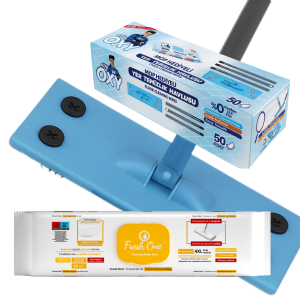 Mr. OXY Mop + Mr. OXY chusteczki nawilżane 50 sztuk + Fresh One Mop Cytryna 50 sztuk – skuteczność i cytrusowa świeżość w jednym zestawie