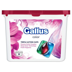 Gallus Color 3in1 30 Caps – kapsułki do prania tkanin kolorowych, skuteczna ochrona i świeżość
