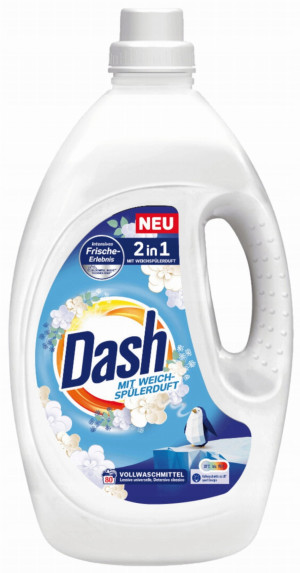 Dash Płyn do Prania Uniwersalny 2w1 z zapachem płynu do płukania 3,6 L 80 prań
