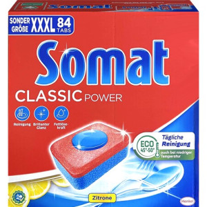 Tabletki do zmywarki Somat Classic Power Cytrynowe – Opakowanie XXXL (84 sztuki)