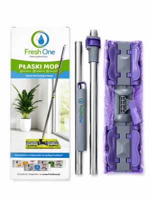 Fresh One płaski mop do podłóg z drążkiem i nakładką fioletowy