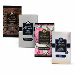 Tesori d’Oriente mydło zapachowe zestaw 4 sztuki Hammam Muschio Bianco Imperial Orchid Mirra