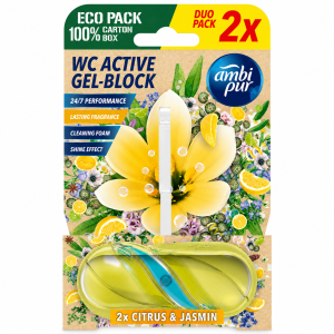Ambi Pur WC Active Gel Block Citrus & Jasmin zawieszka do WC 2 x 45 g