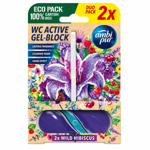 Ambi Pur WC Active Gel Block Wild Hibiscus zawieszka do WC 2 x 45 g