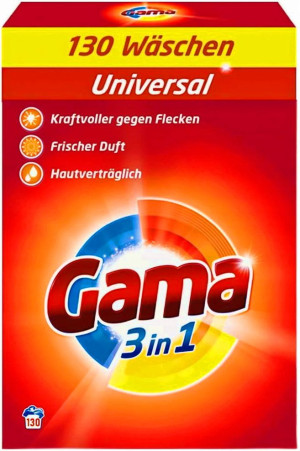 Gama Universal 7,8 kg – niemiecki uniwersalny proszek do prania, 130 prań, skuteczne usuwanie plam