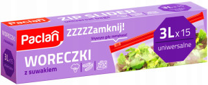 Paclan woreczki strunowe z suwakiem 3l 15sztuk torebki na żywność kosmetyk