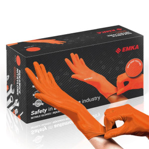 Rękawiczki Max-Grip Nitrylowe Bezpudrowe Pomarańczowe Emka - 90 szt. XL