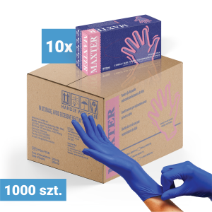 10x Rękawiczki nitrylowe bezpudrowe MAXTER 100 szt., cobalt L – karton 1000 szt.