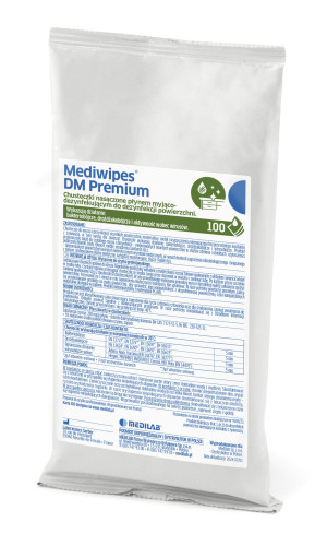 Mediwipes DM Premium wkład a'100szt chusteczki bezalkoholowe do dezynfekcji powierzchni Medilab REF: 7538