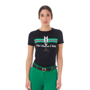 Camiseta de algodón Stripe Horse Club, L, Navy