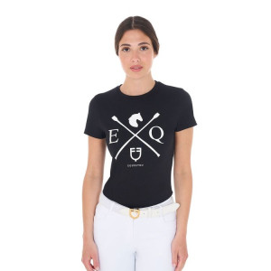 Camiseta de algodón EQ, M, Negro