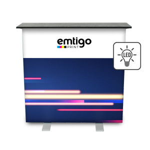 Trybunka Tekstylna Podświetlana LED, Lada reklamowa LED z grafiką