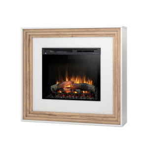 Kominek elektryczny Warmtec Katra wkład Dimplex 28" XHD OptiFlame LED - biały mat, jasny dąb