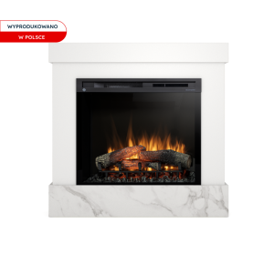 Kominek elektryczny Warmtec Diro wkład Dimplex 28" XHD Optiflame - biały, marmur crystal