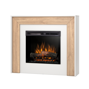 Kominek elektryczny Warmtec Zuni wkład Dimplex 23" XHD Optiflame - biały mat, jasny dąb