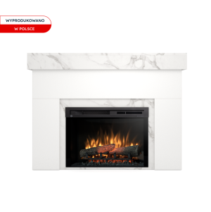 Kominek elektryczny Warmtec Aven wkład Dimplex 26" XHD Optiflame - biały mat, marmur crystal