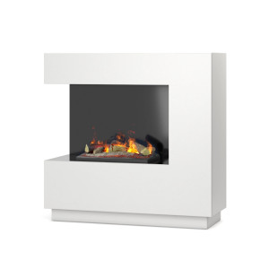 Kominek elektryczny Warmtec Zen kaseta 400/600 LED + Polana 400L LOGBED z efektem Opti-Myst - biały mat, lewostronny