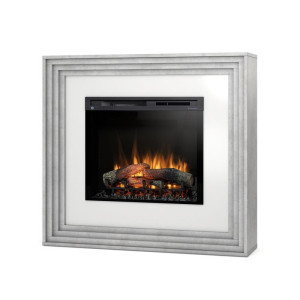 Kominek elektryczny Warmtec Katra wkład Dimplex 28" XHD OptiFlame LED - beton, biały śmietankowy połysk