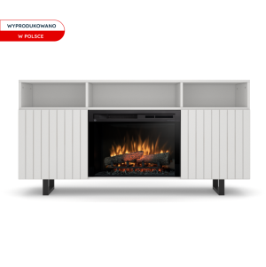 Szafka RTV stojąca Warmtec Trivel wkład Dimplex 26" XHD Optiflame - biały mat laminat/ lakier